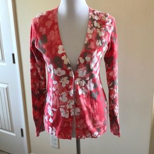 Coral floral cardigan